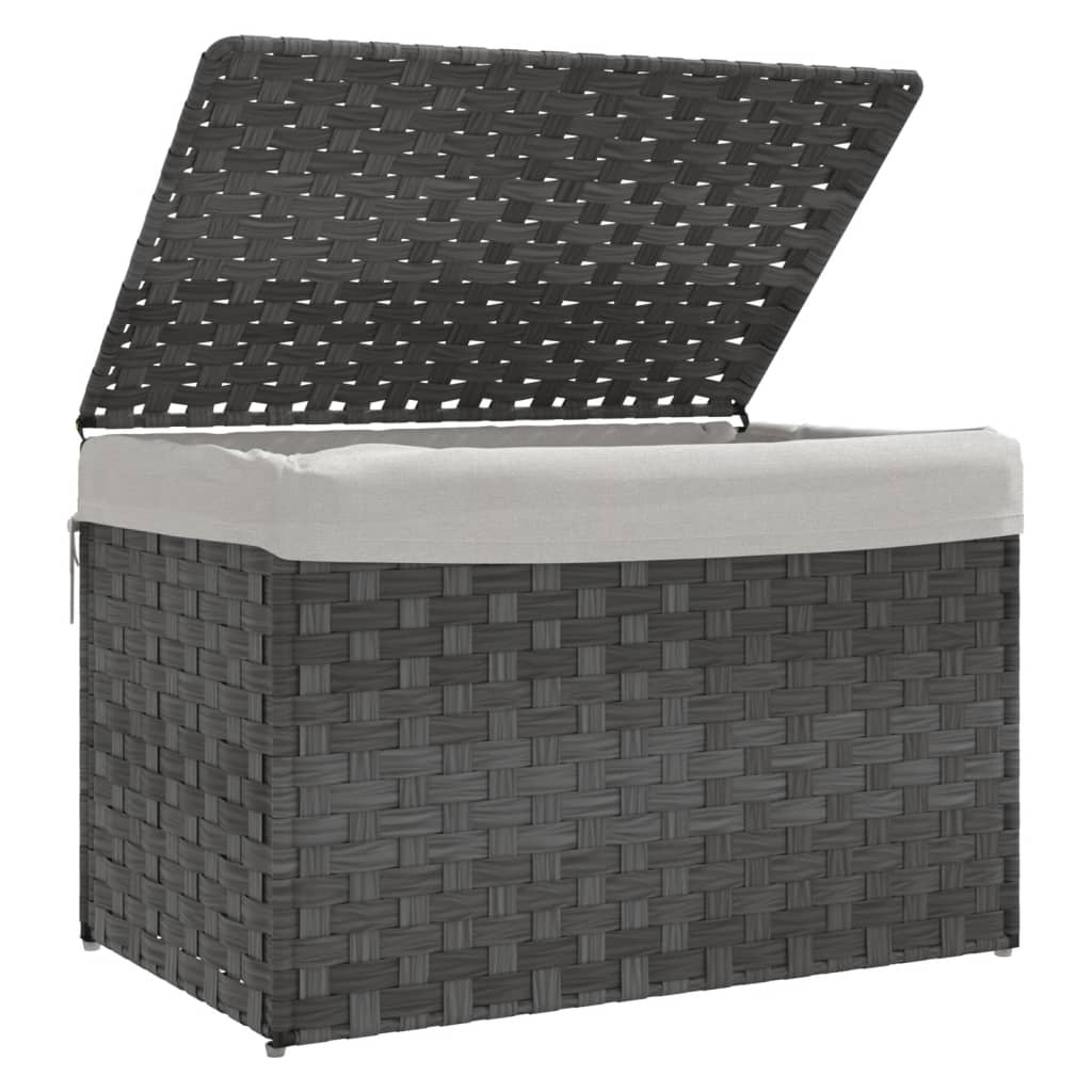 Košara za rublje s poklopcem siva 55,5x35x34 cm od poliratana