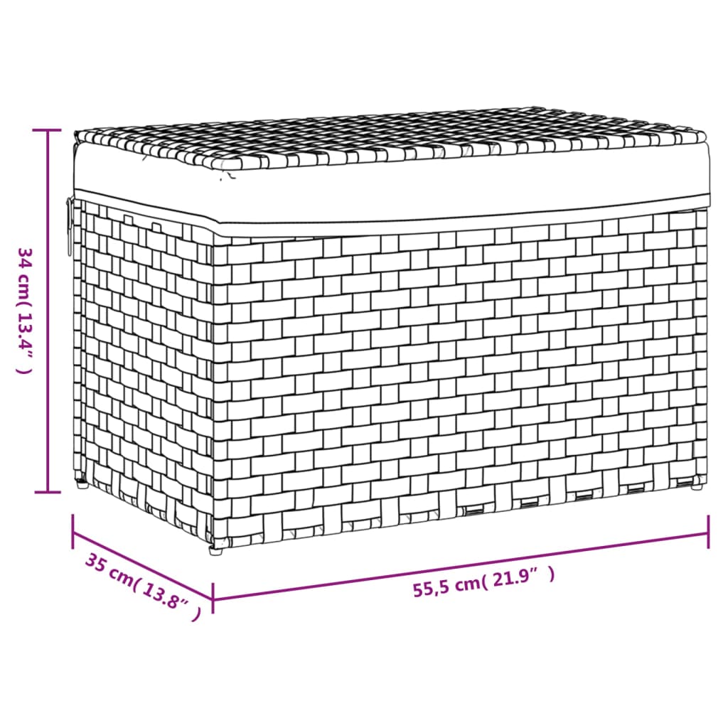 Košara za rublje s poklopcem siva 55,5x35x34 cm od poliratana