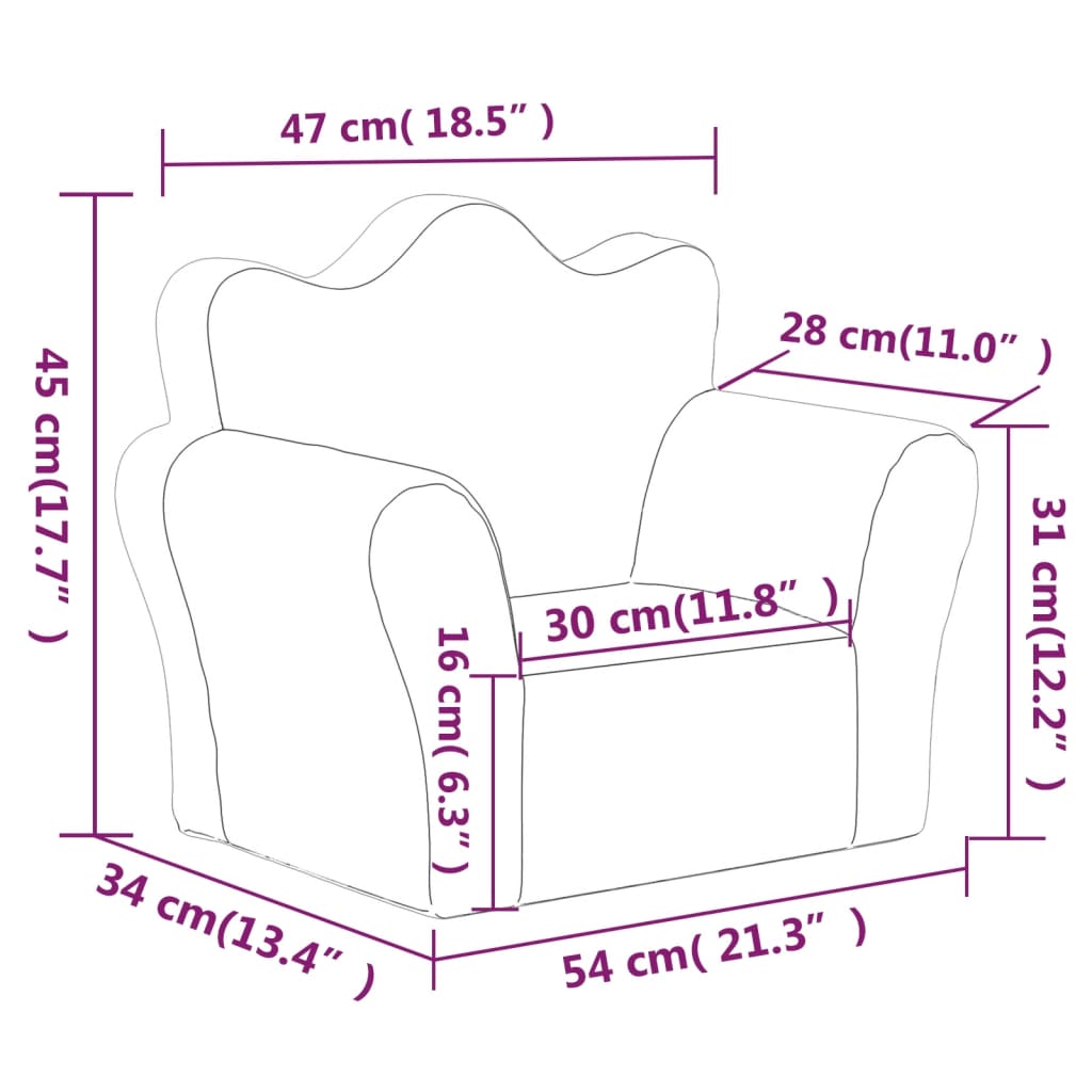 Dječja sofa ružičasta od mekanog pliša