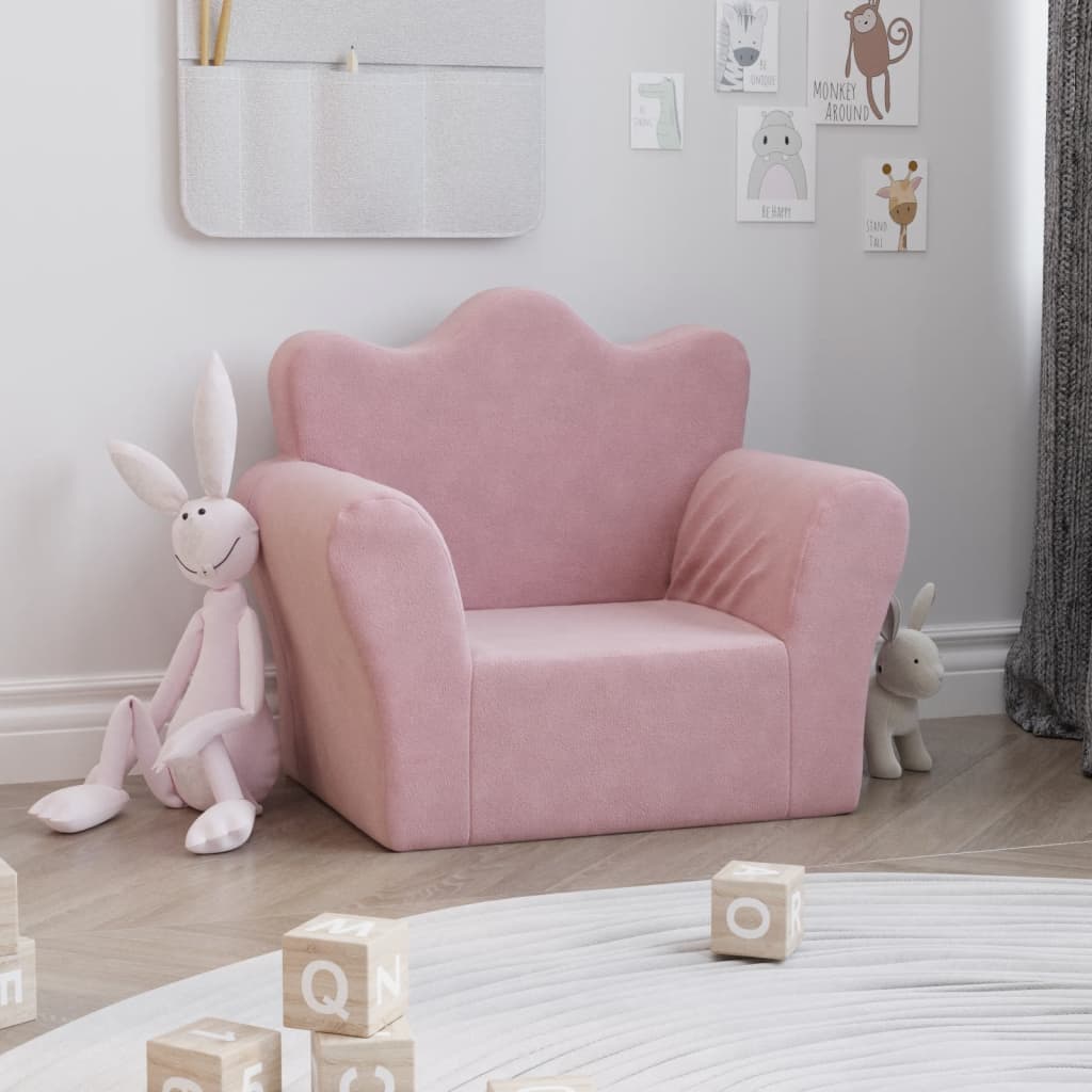 Dječja sofa ružičasta od mekanog pliša