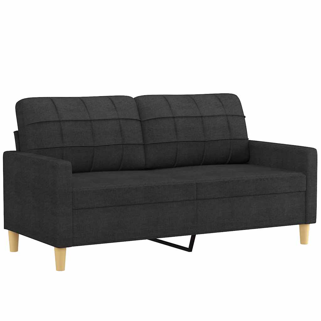 Dvosjed s ukrasnim jastucima crni 140 cm od tkanine