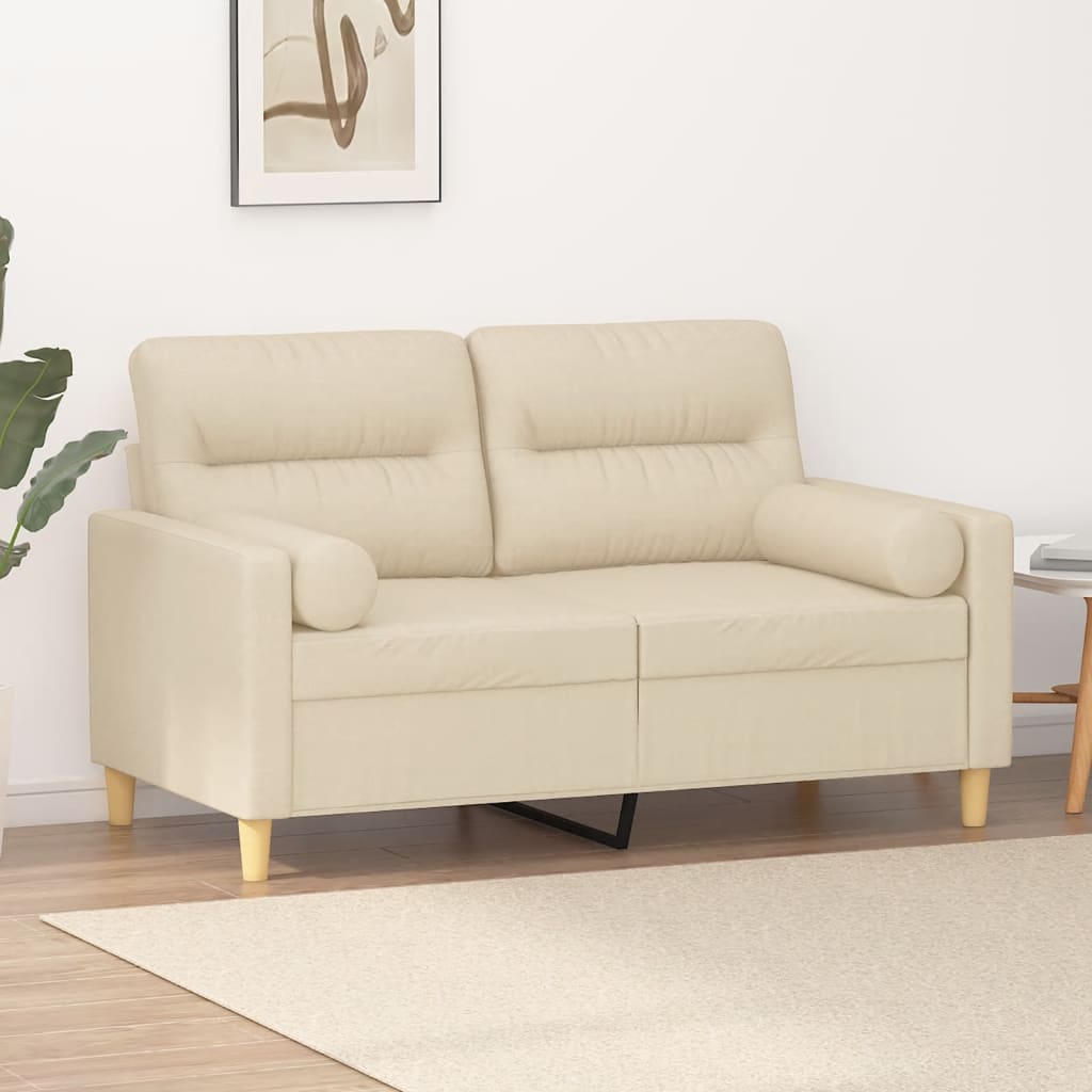 Dvosjed s ukrasnim jastucima krem 120 cm od tkanine