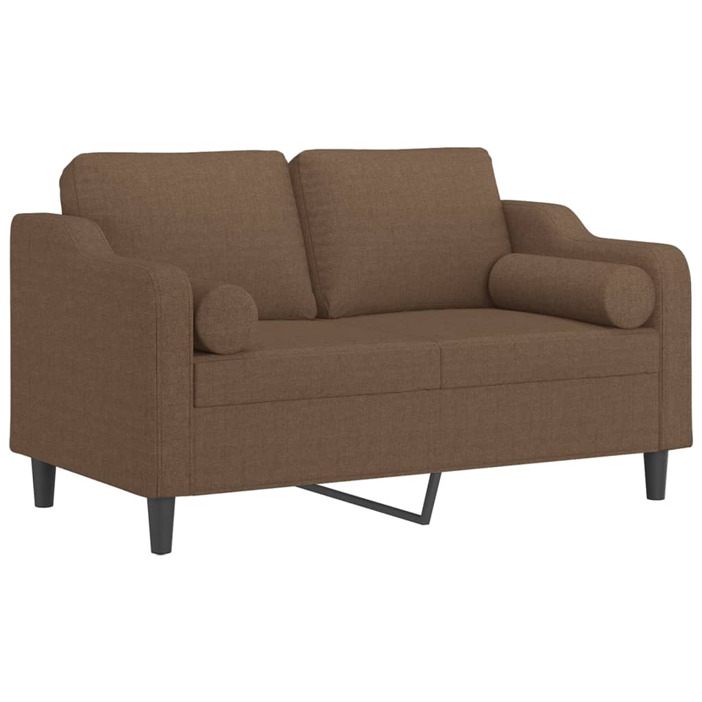 Dvosjed s ukrasnim jastucima smeđi 120 cm od tkanine