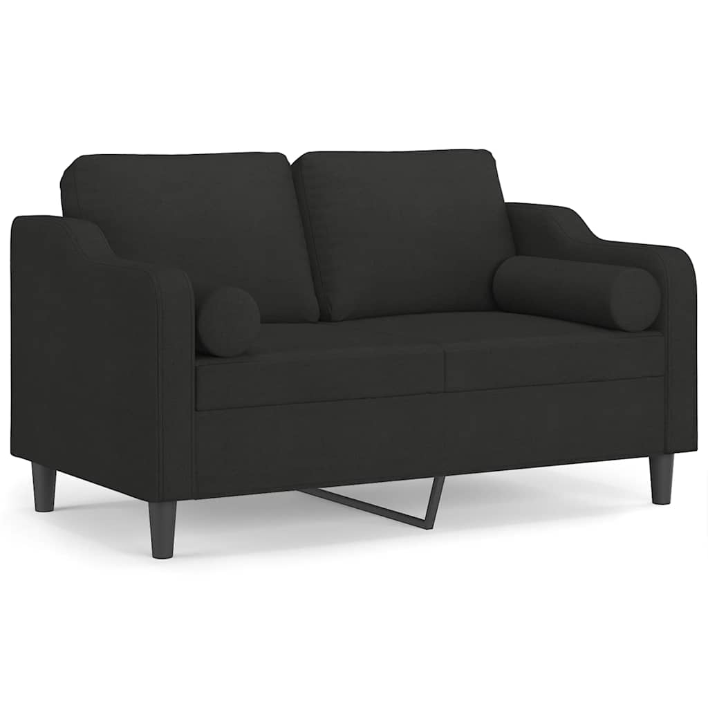 Dvosjed s ukrasnim jastucima crni 120 cm od tkanine