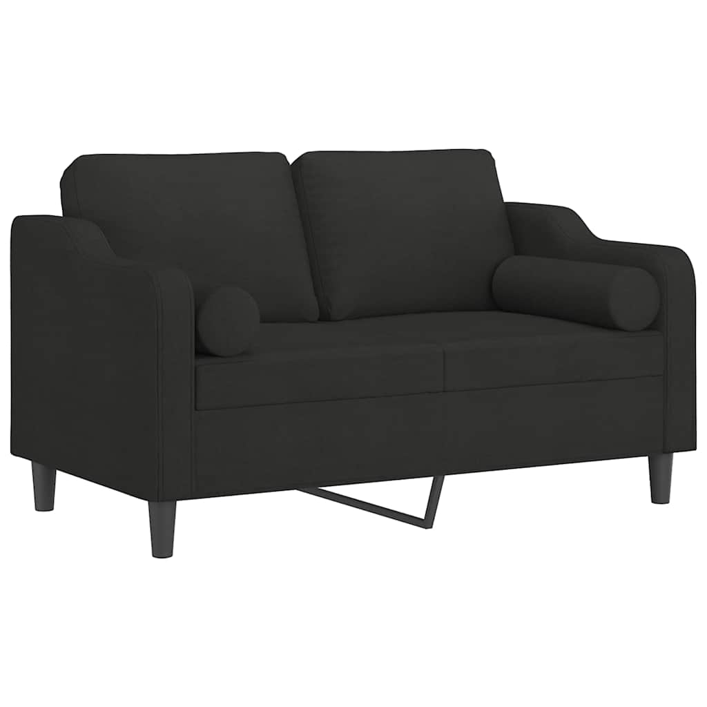 Dvosjed s ukrasnim jastucima crni 120 cm od tkanine