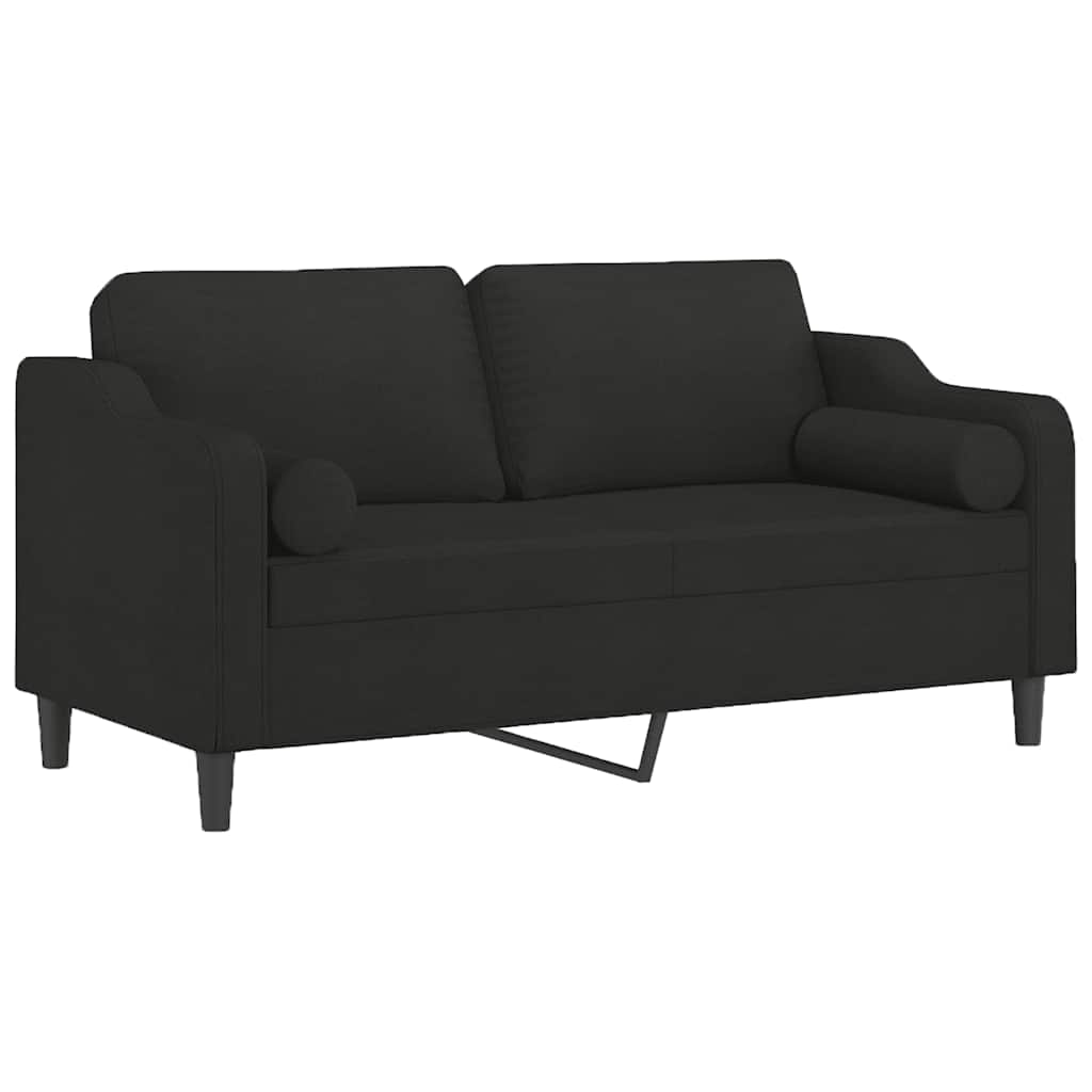 Dvosjed s ukrasnim jastucima crni 140 cm od tkanine