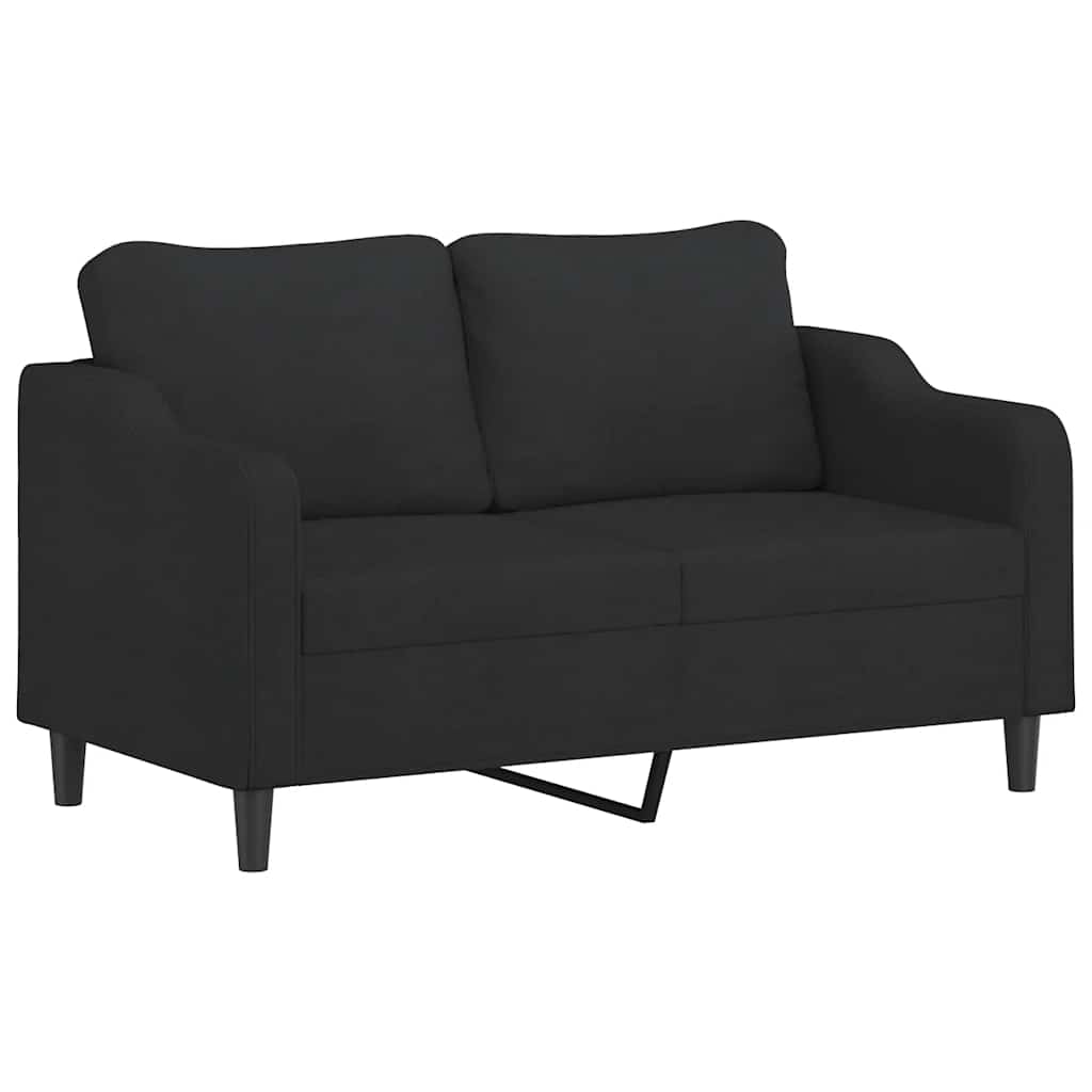 Dvosjed s ukrasnim jastucima crni 140 cm od tkanine