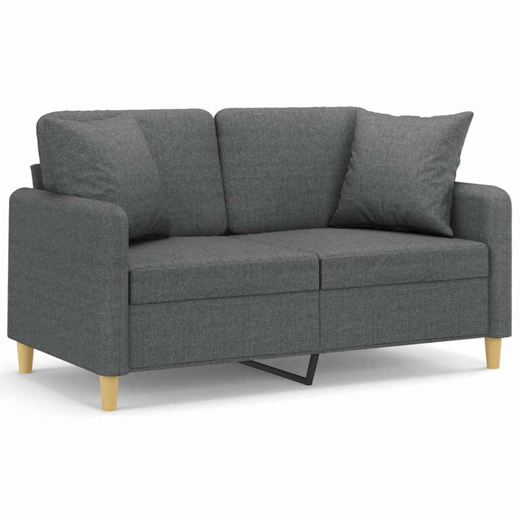 Dvosjed s ukrasnim jastucima tamnosivi 120 cm od tkanine