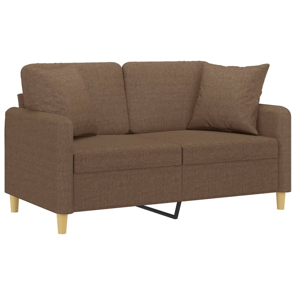 Dvosjed s ukrasnim jastucima smeđi 120 cm od tkanine