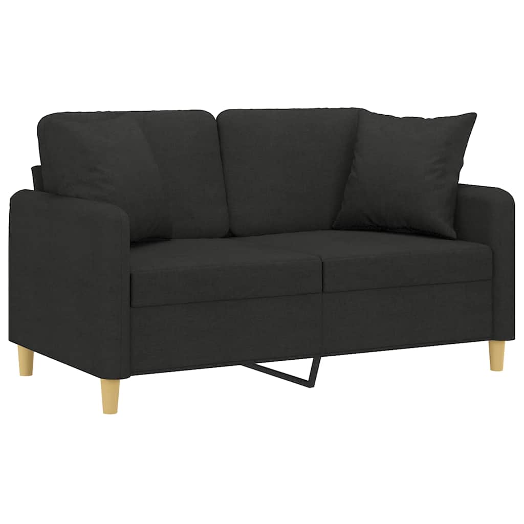 Dvosjed s ukrasnim jastucima crni 120 cm od tkanine