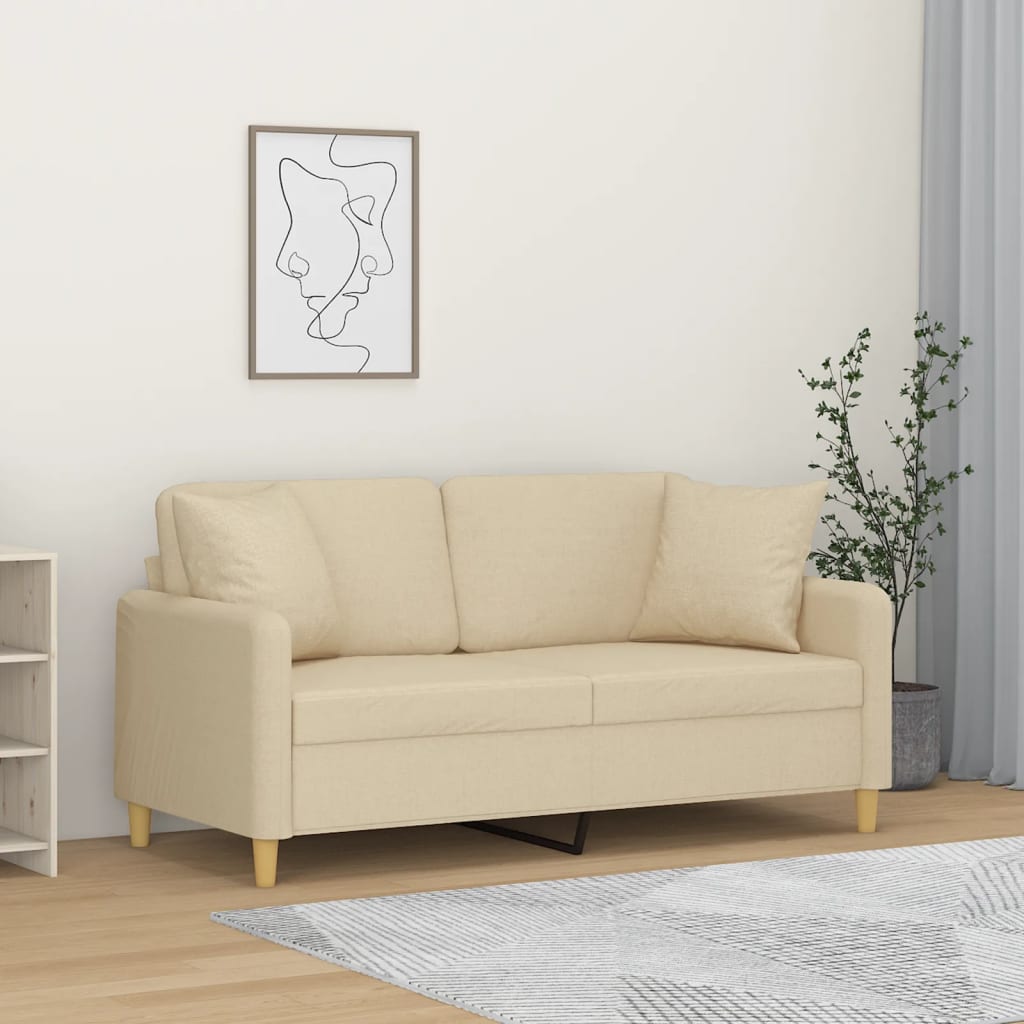 Dvosjed s ukrasnim jastucima krem 140 cm od tkanine