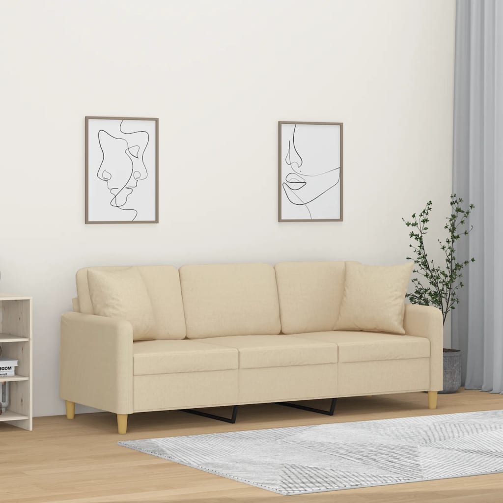Trosjed s ukrasnim jastucima krem 180 cm od tkanine