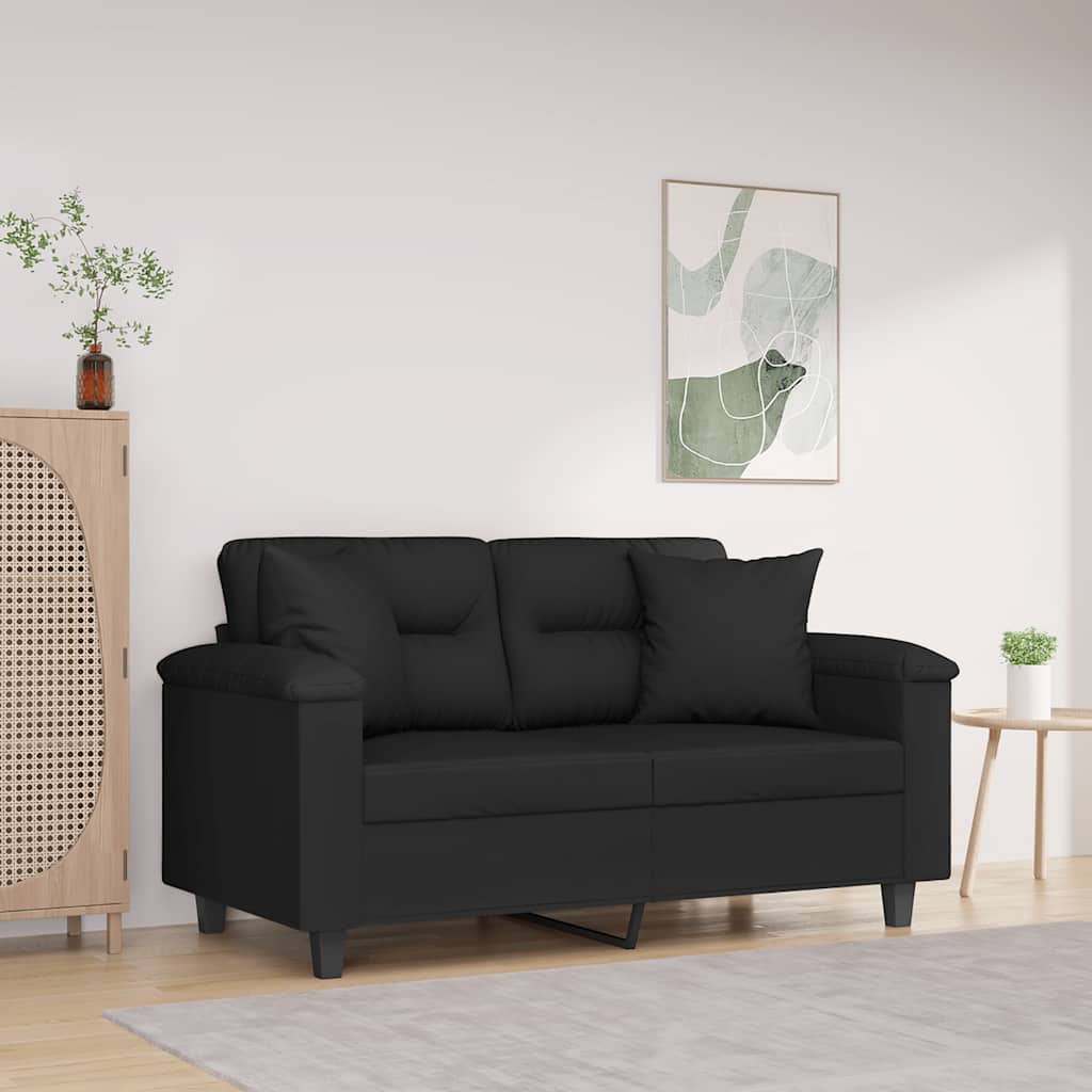 Dvosjed s jastucima crni 120 cm od mikrovlakana