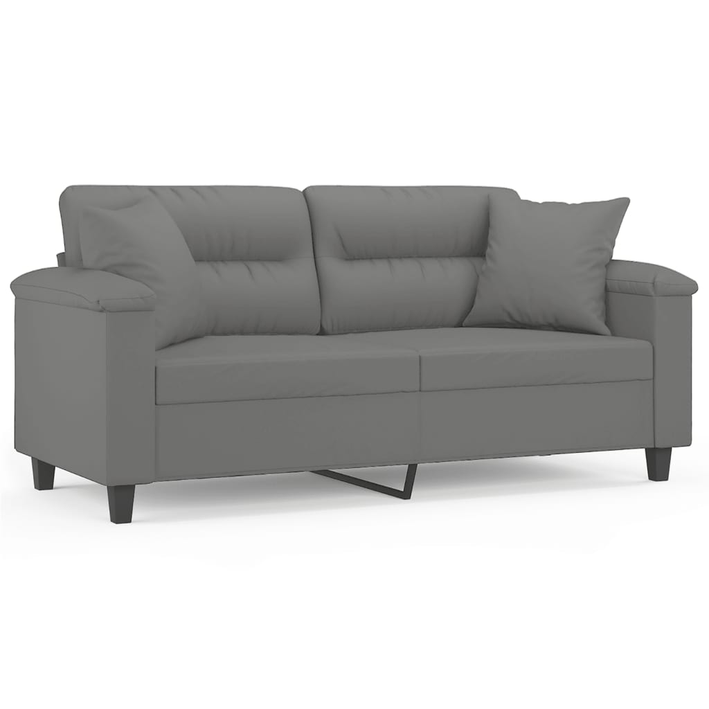 Dvosjed s jastucima tamnosivi 140 cm od mikrovlakana