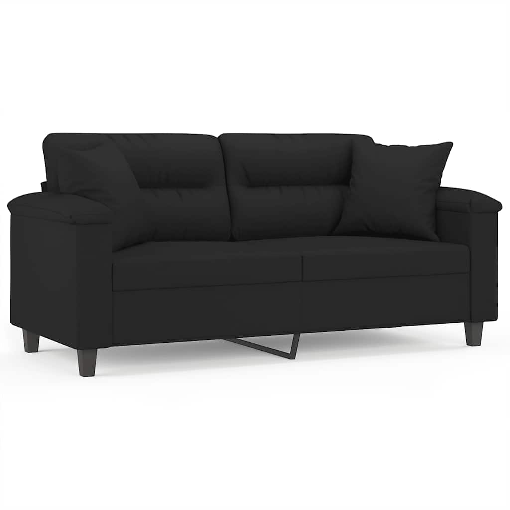 Dvosjed s jastucima crni 140 cm od mikrovlakana