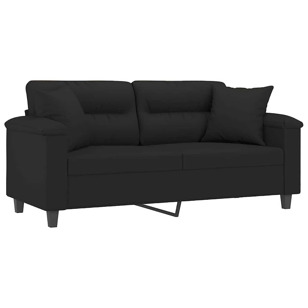 Dvosjed s jastucima crni 140 cm od mikrovlakana