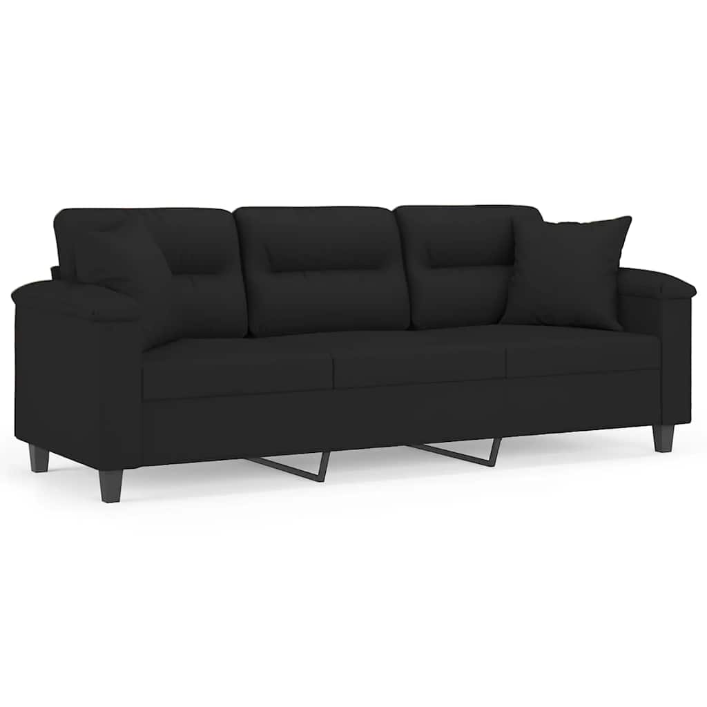 Trosjed s jastucima crni 180 cm od mikrovlakana