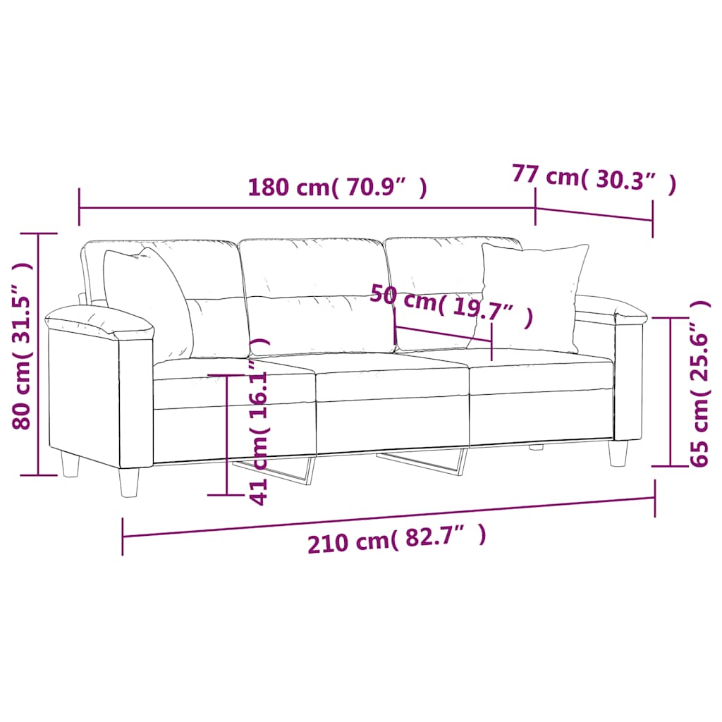 Trosjed s jastucima crni 180 cm od mikrovlakana