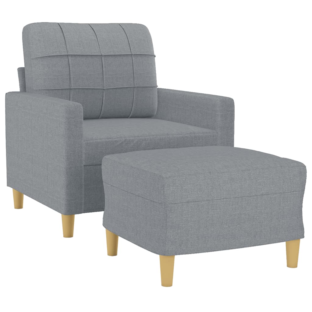 Fotelja s tabureom svjetlosiva 60 cm od tkanine