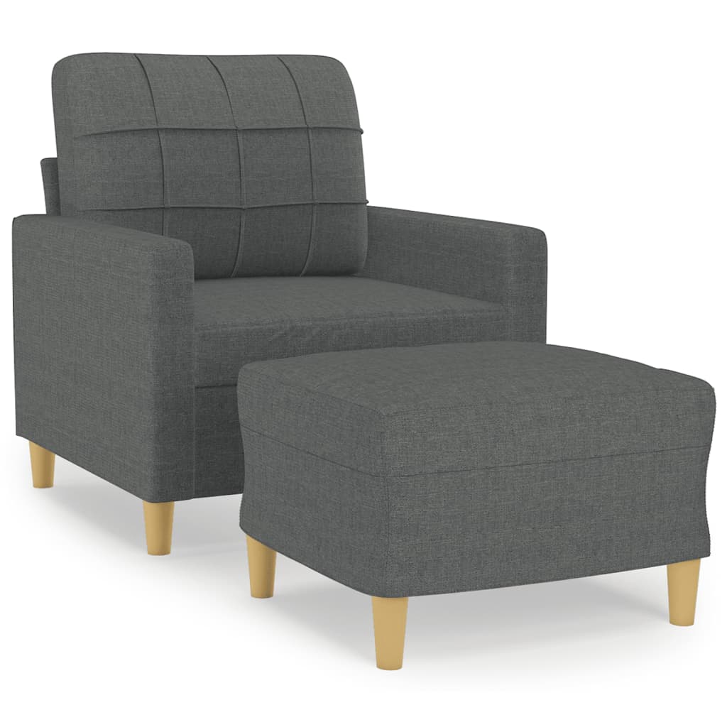 Fotelja s tabureom tamnosiva 60 cm od tkanine
