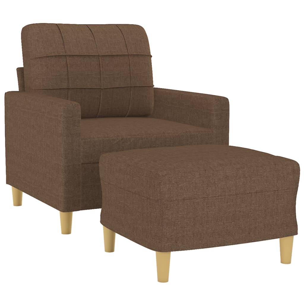 Fotelja s tabureom smeđa 60 cm od tkanine