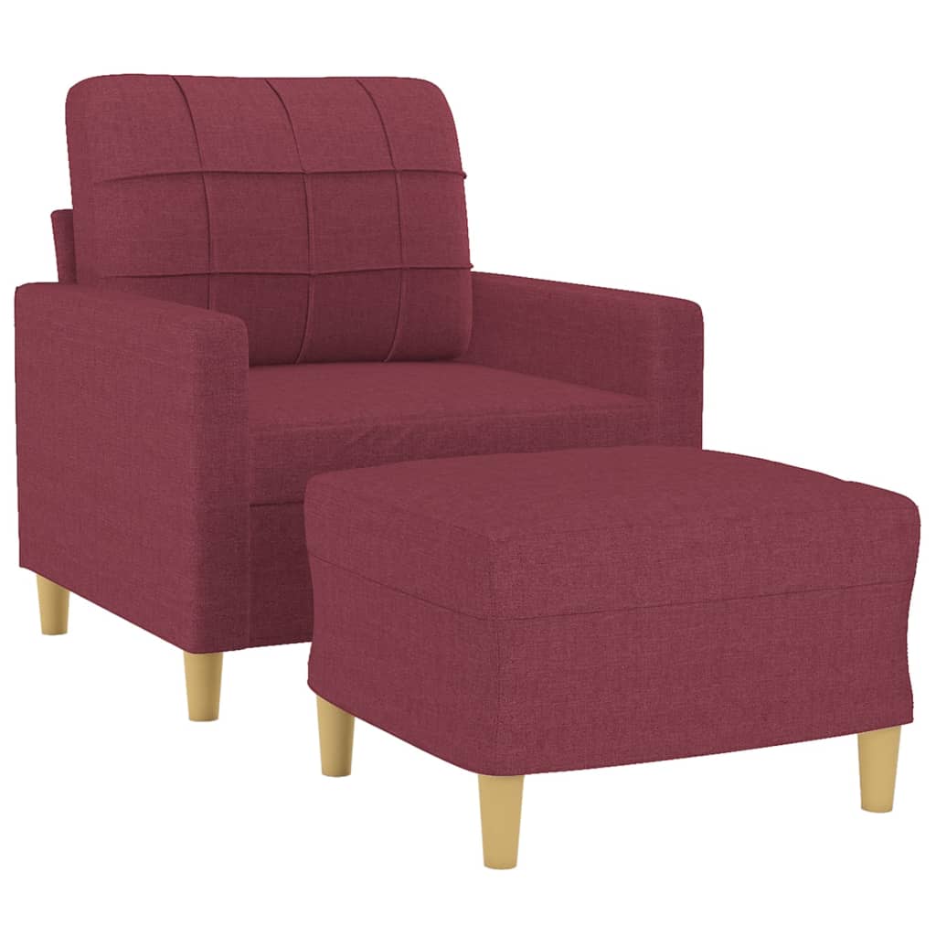Fotelja s tabureom crvena boja vina 60 cm od tkanine