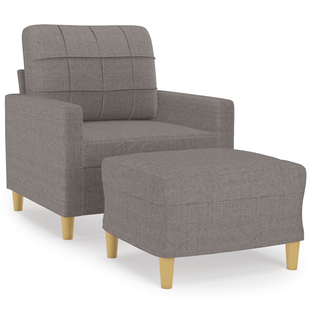 Fotelja s tabureom smeđesiva 60 cm od tkanine