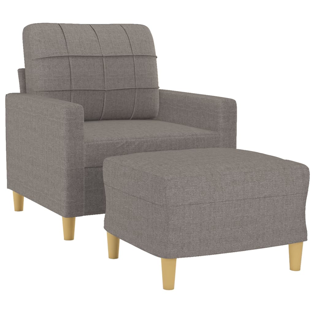 Fotelja s tabureom smeđesiva 60 cm od tkanine