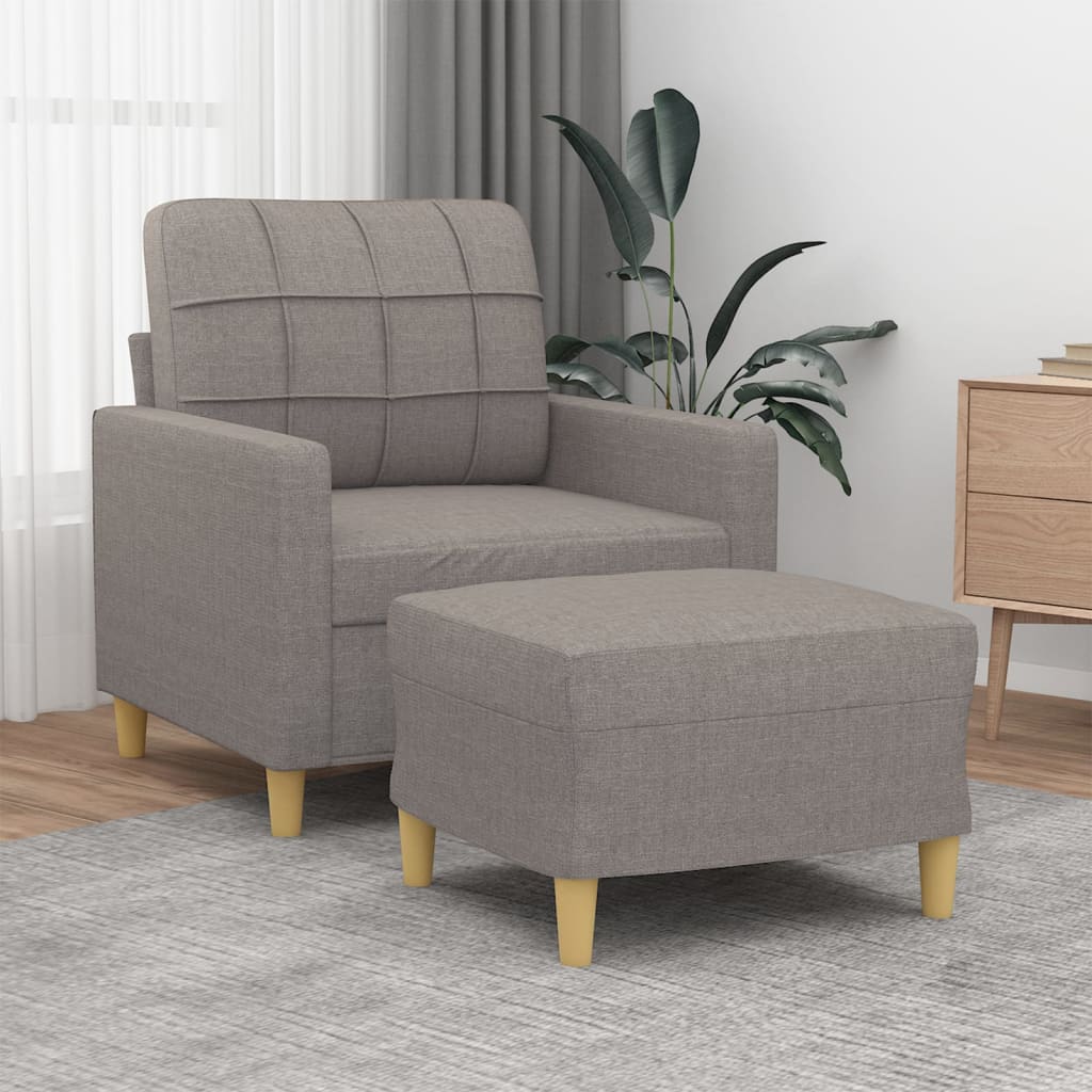 Fotelja s tabureom smeđesiva 60 cm od tkanine