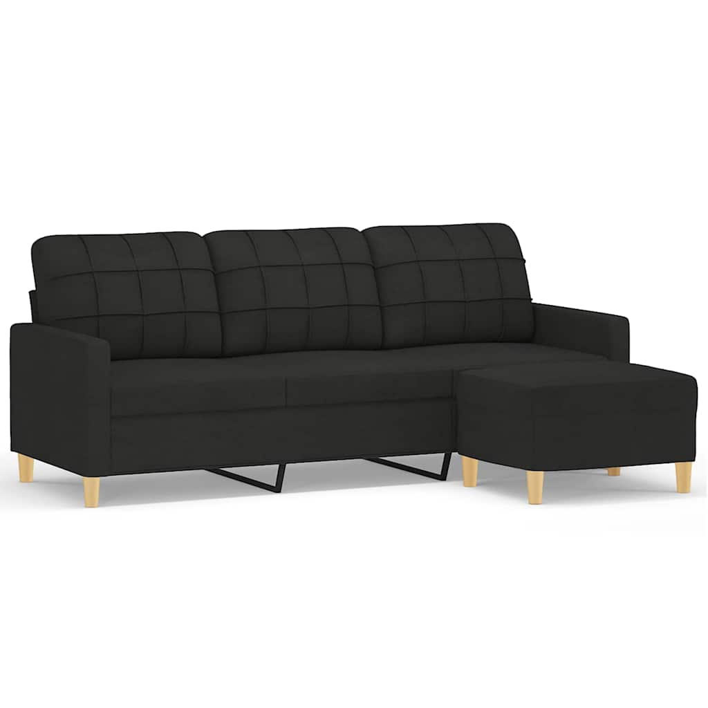 Trosjed s tabureom crni 180 cm od tkanine