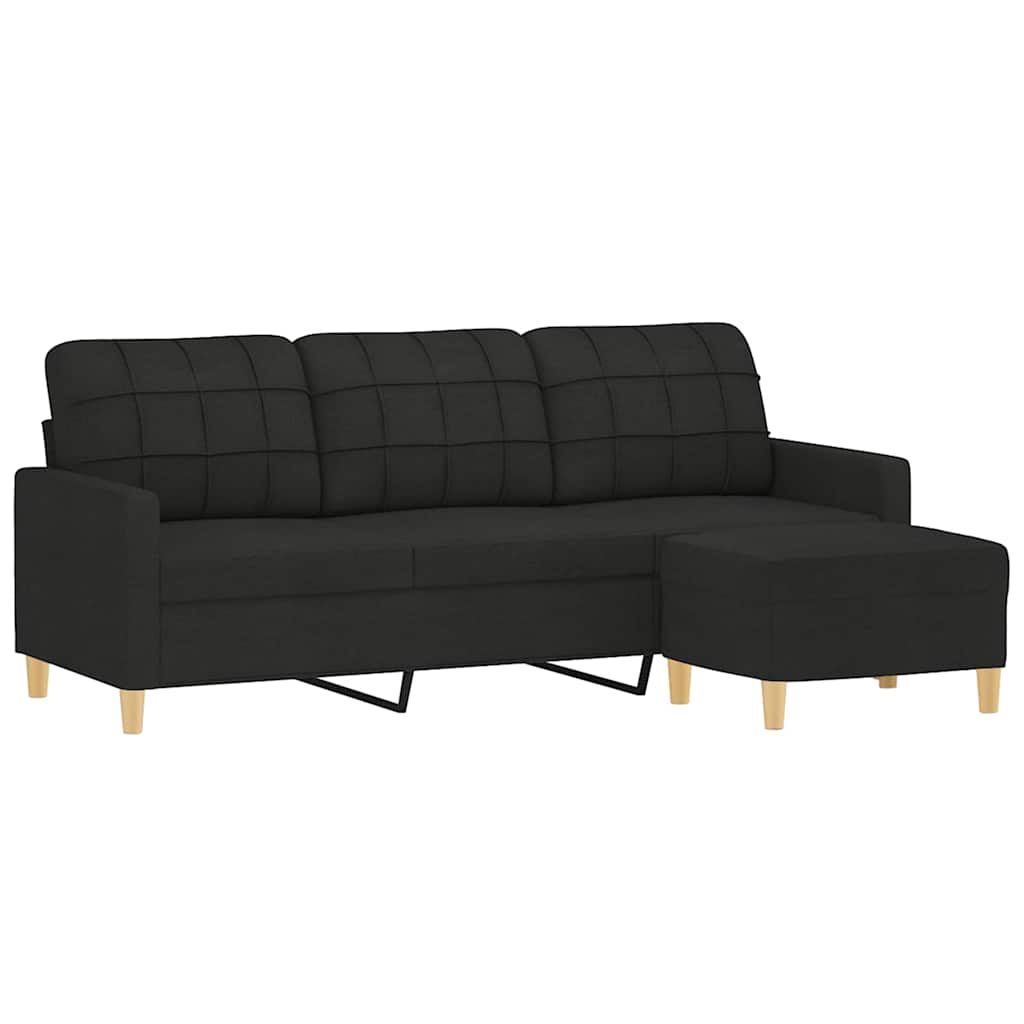 Trosjed s tabureom crni 180 cm od tkanine