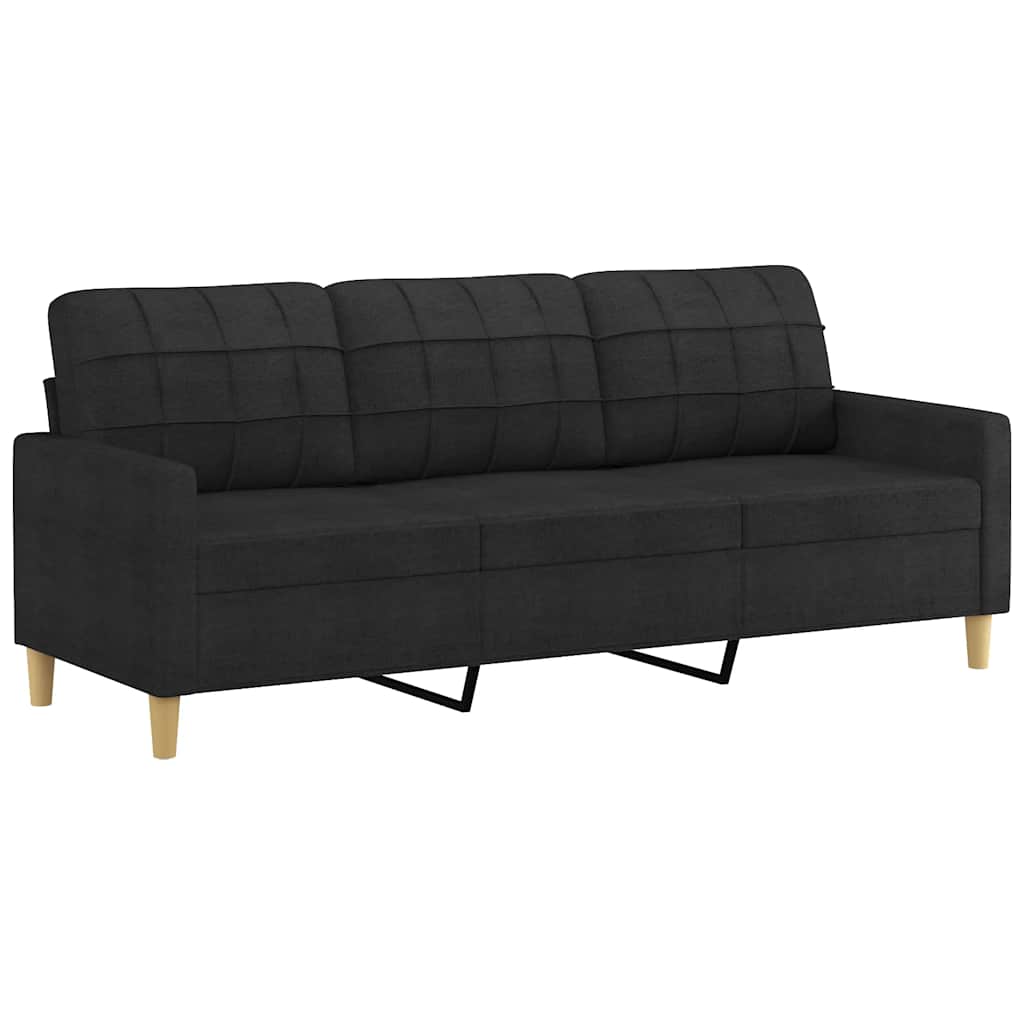 Trosjed s tabureom crni 180 cm od tkanine