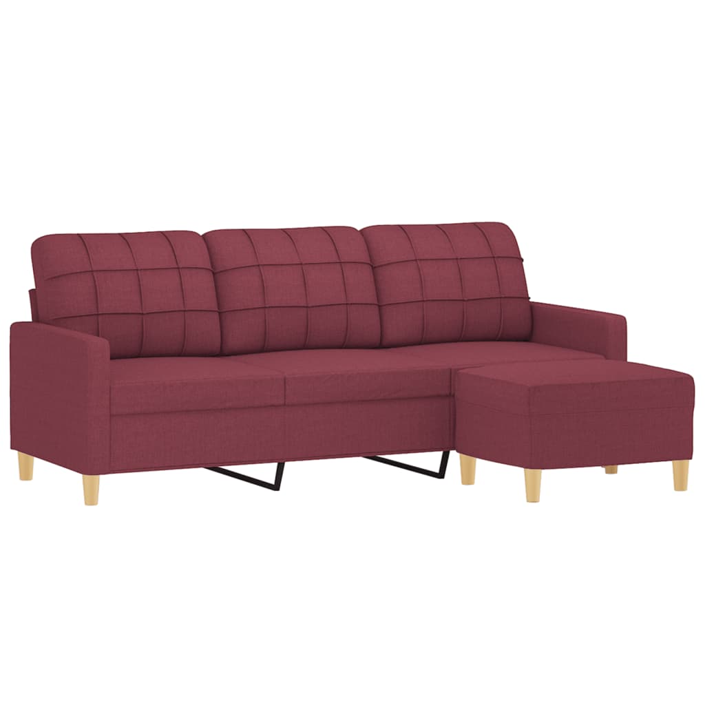 Trosjed s tabureom crvena boja vina 180 cm od tkanine