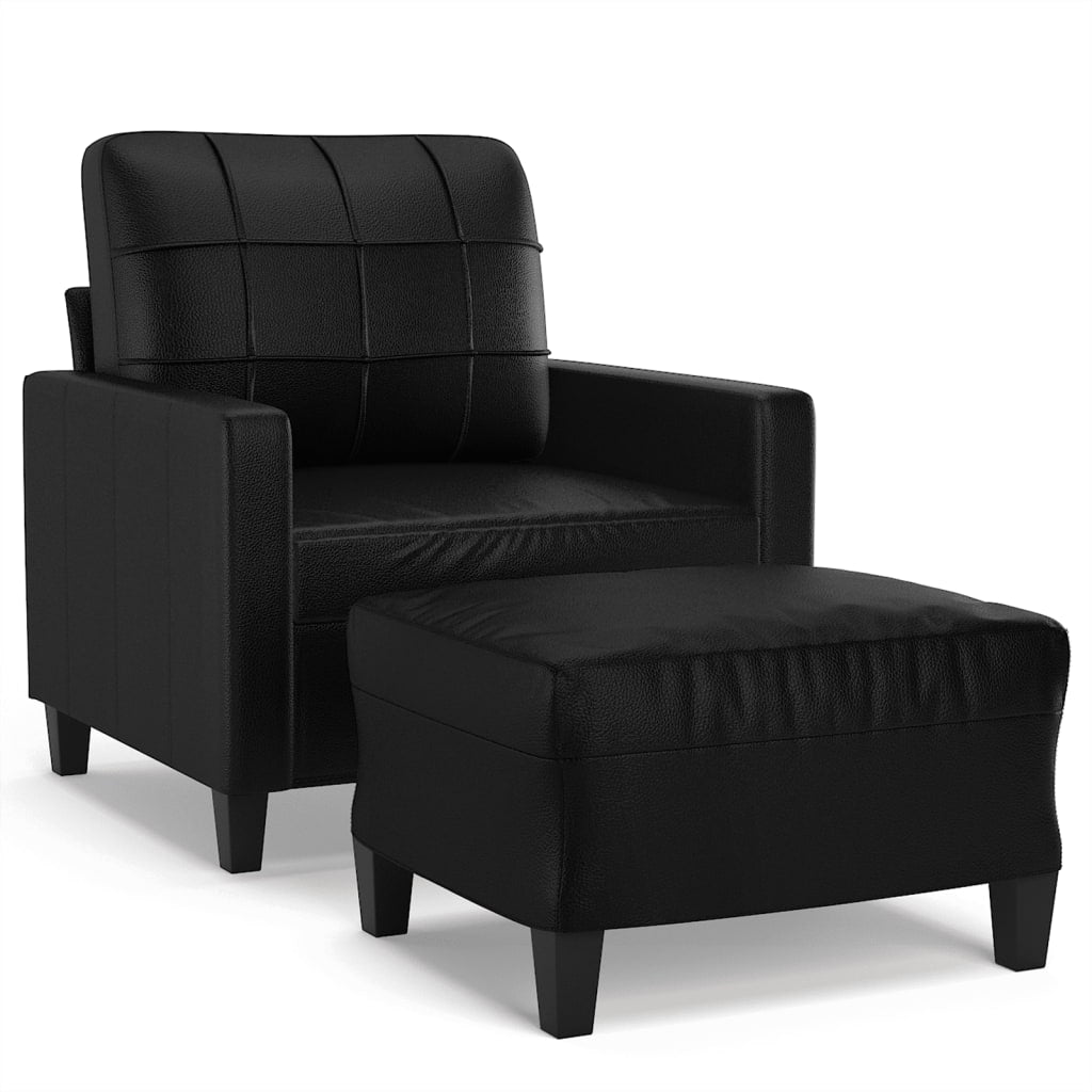 Fotelja s tabureom 60 cm od umjetne kože