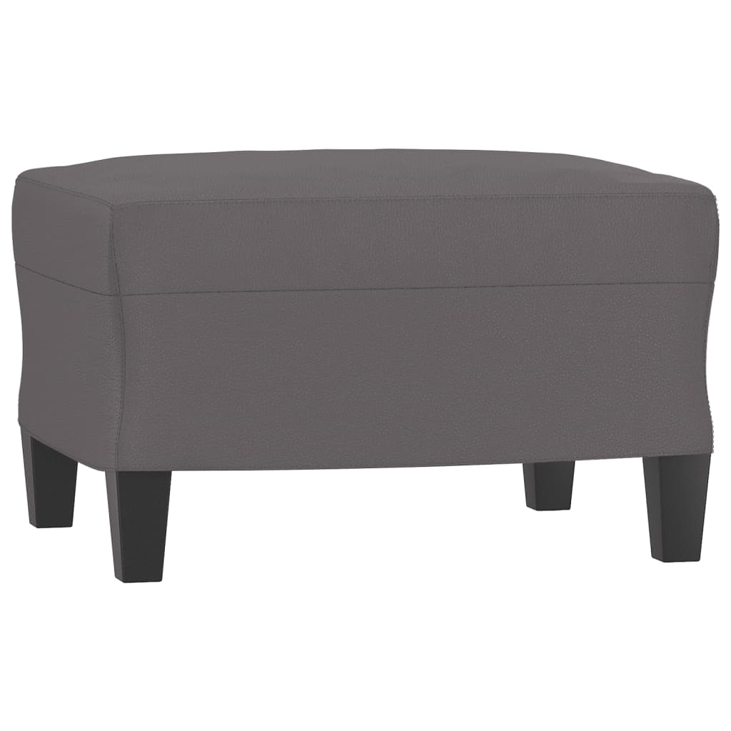 Fotelja s tabureom siva 60 cm od umjetne kože