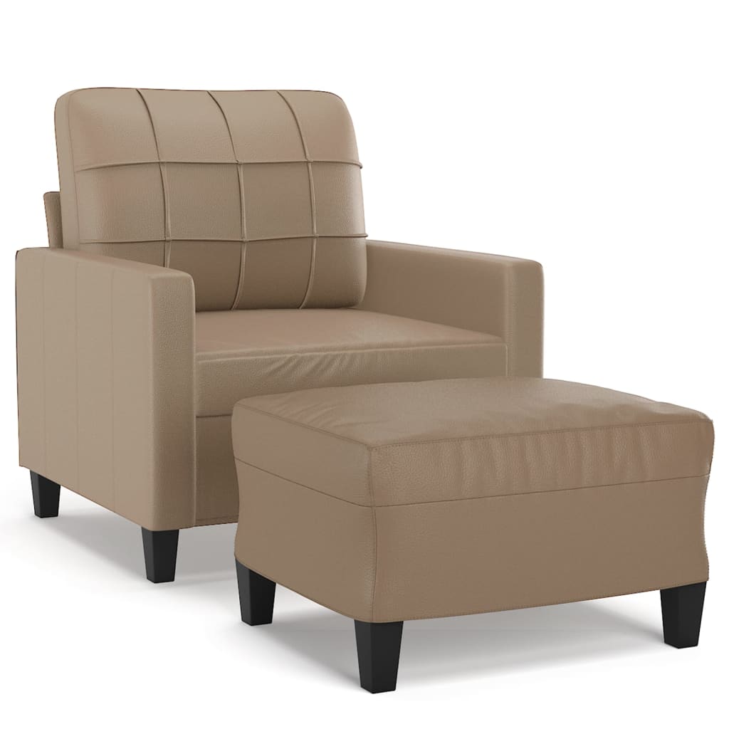 Fotelja s tabureom boja cappuccina 60 cm od umjetne kože
