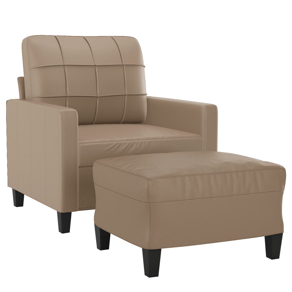 Fotelja s tabureom boja cappuccina 60 cm od umjetne kože