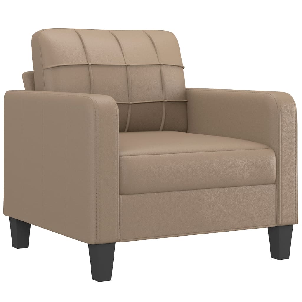 Fotelja s tabureom boja cappuccina 60 cm od umjetne kože