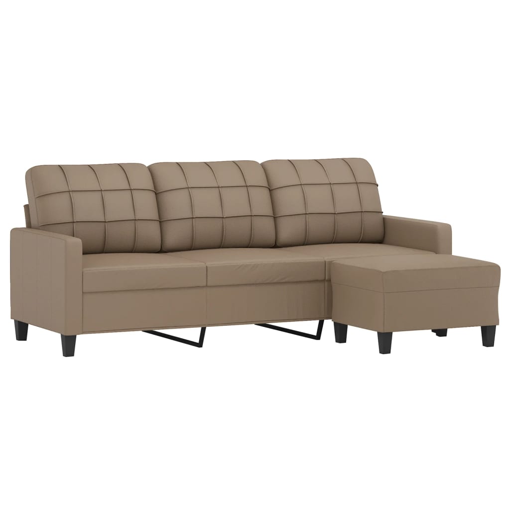 Trosjed s tabureom boja cappuccina 180 cm od umjetne kože