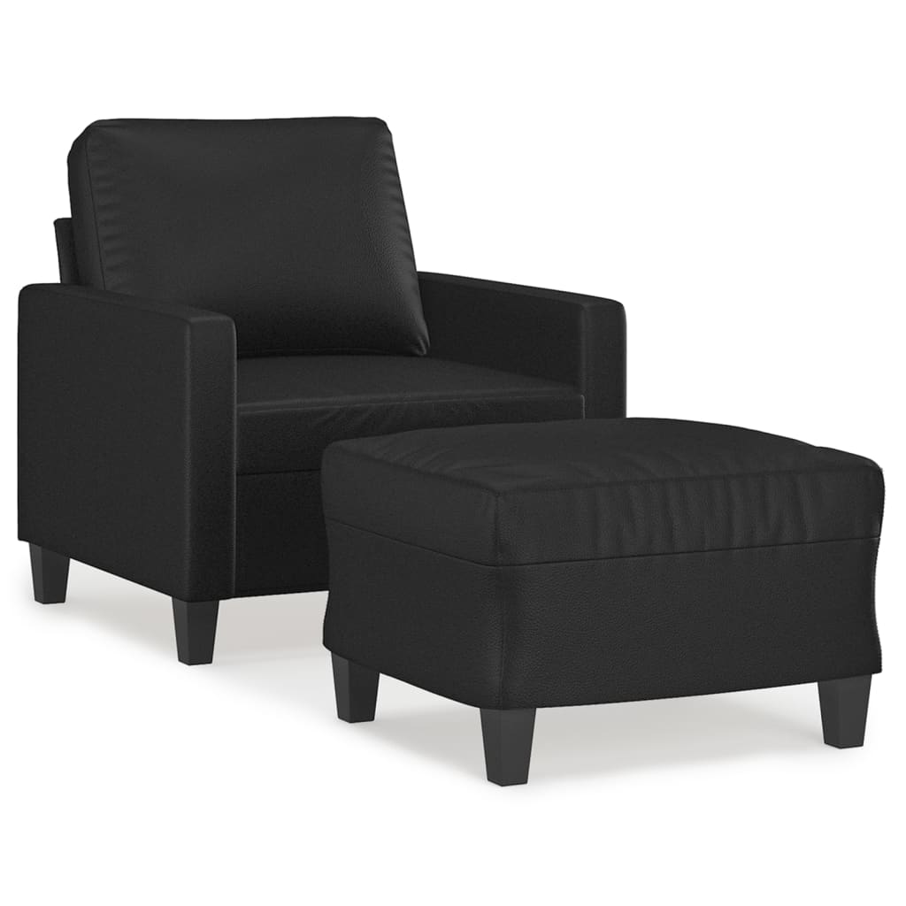 Fotelja s tabureom 60 cm od umjetne kože