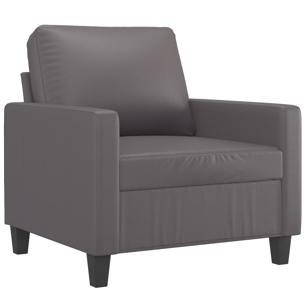 Fotelja s tabureom siva 60 cm od umjetne kože