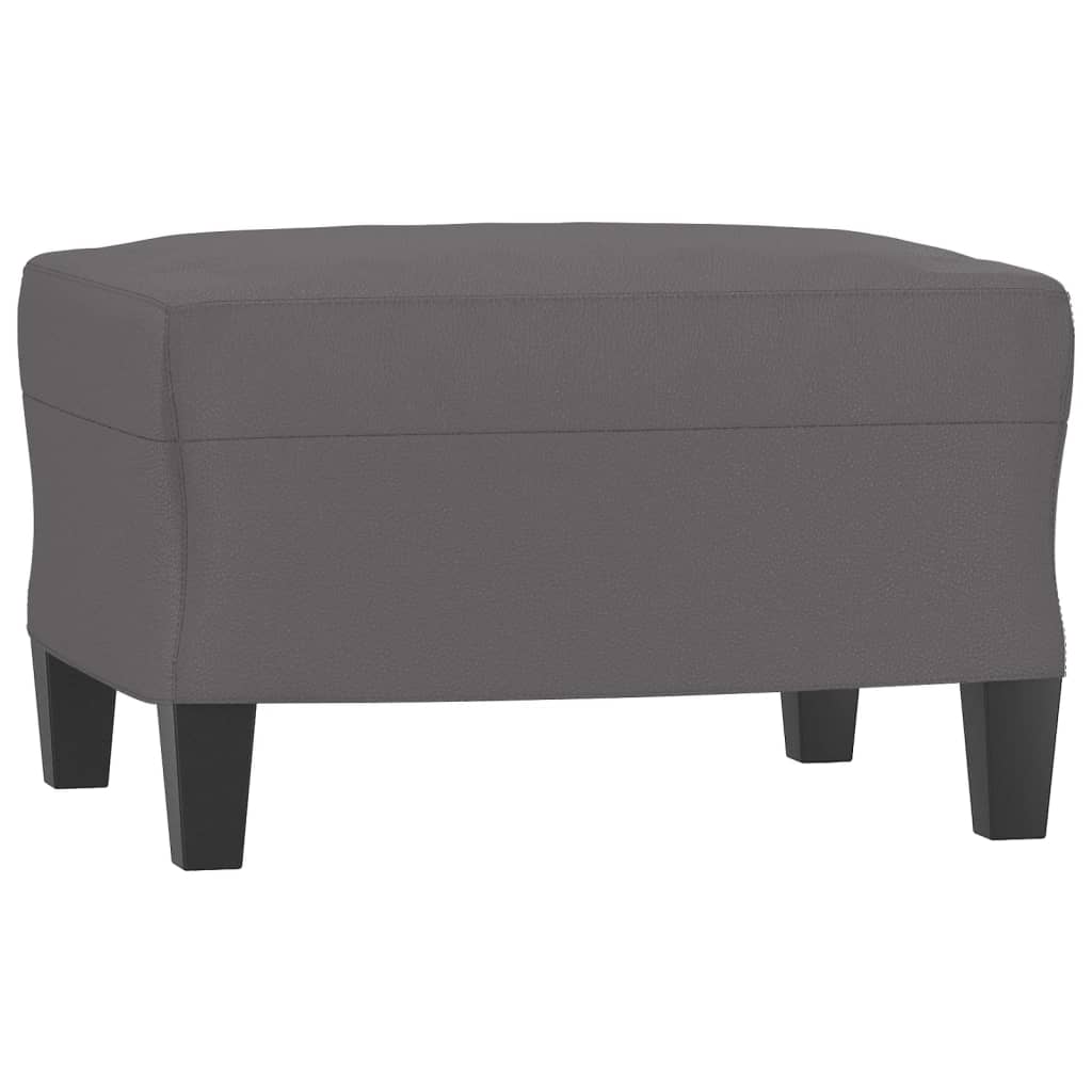Fotelja s tabureom siva 60 cm od umjetne kože
