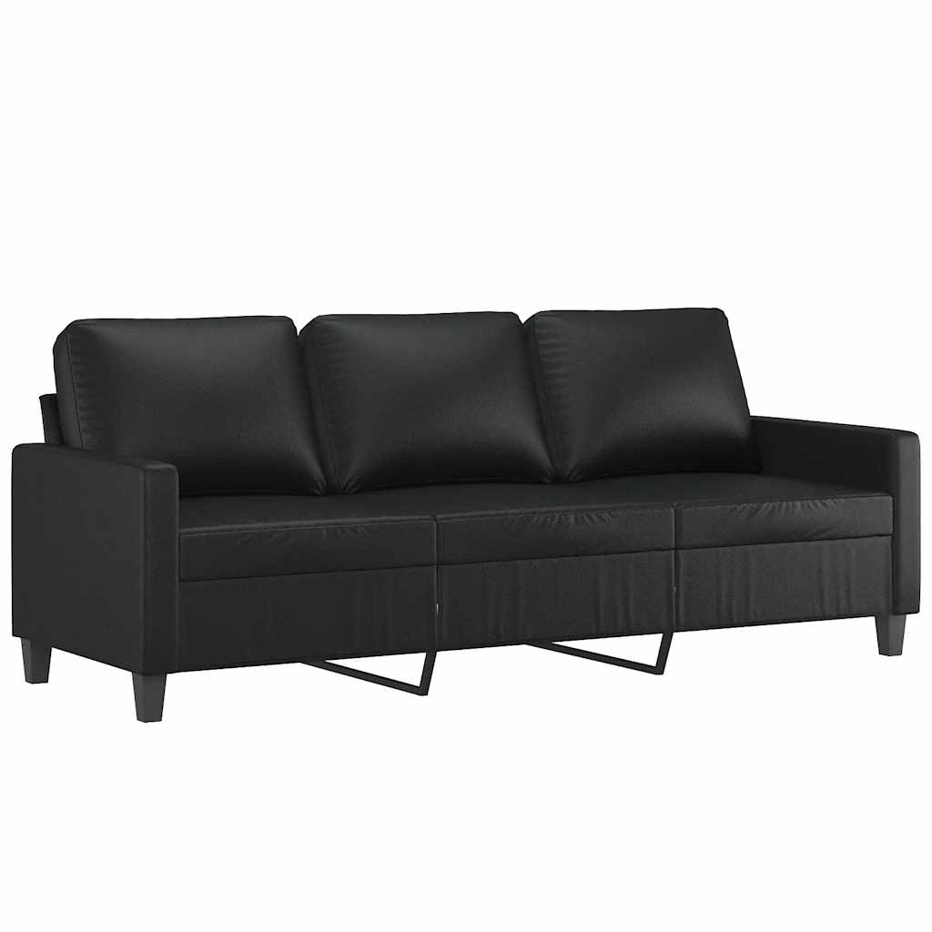 Trosjed s tabureom crni 180 cm od umjetne kože