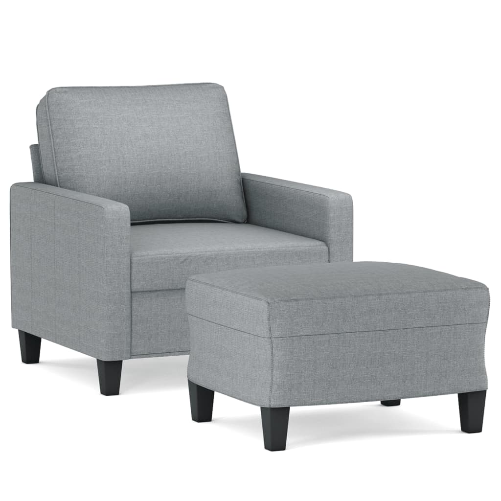Fotelja s tabureom svjetlosiva 60 cm od tkanine