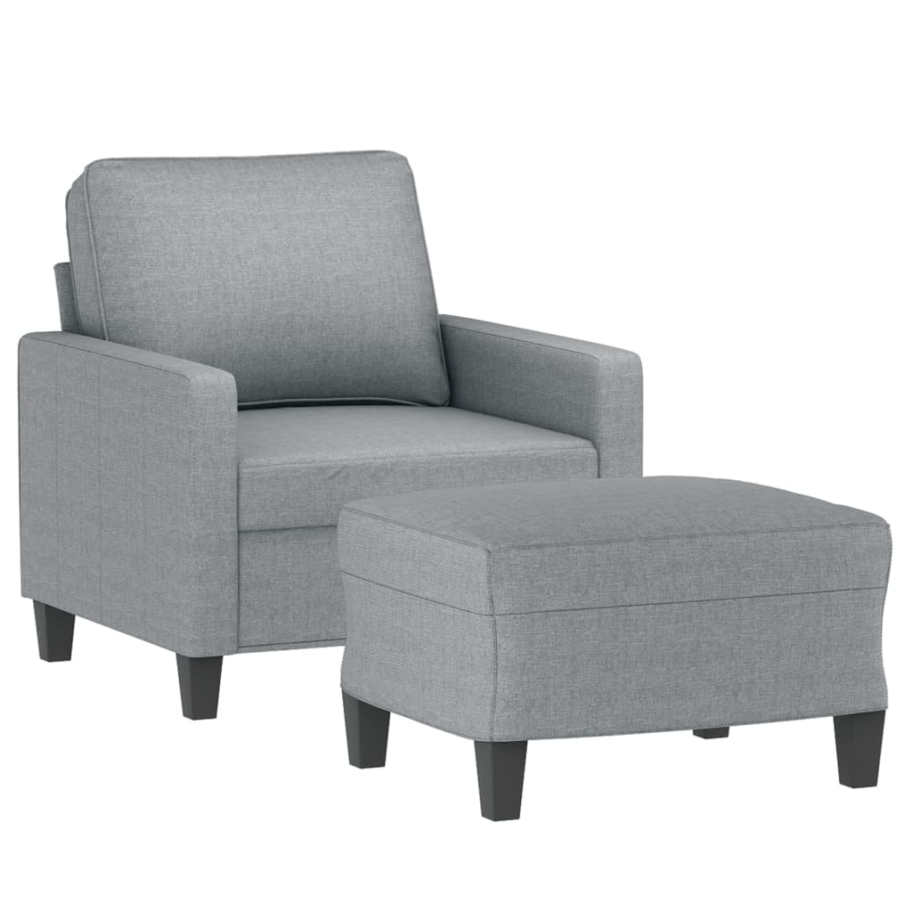 Fotelja s tabureom svjetlosiva 60 cm od tkanine