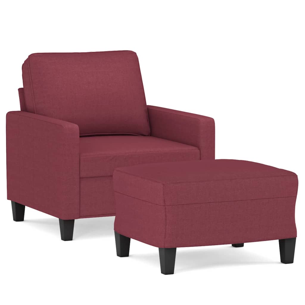 Fotelja s tabureom crvena boja vina 60 cm od tkanine
