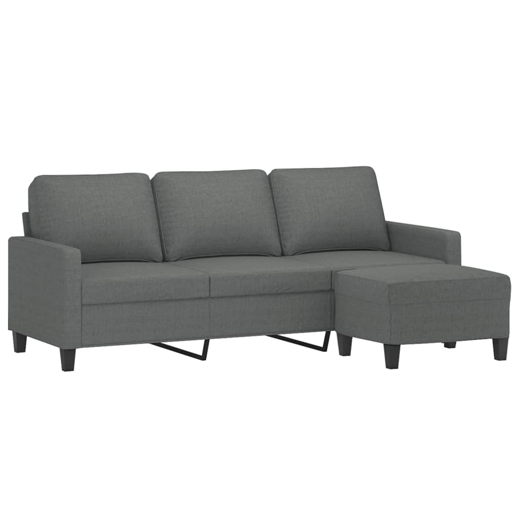 Trosjed s tabureom tamnosivi 180 cm od tkanine