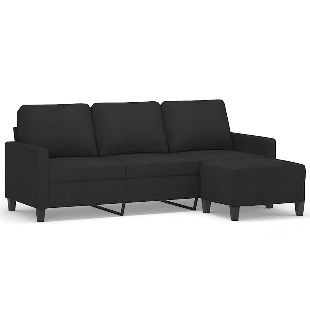 Trosjed s tabureom crni 180 cm od tkanine