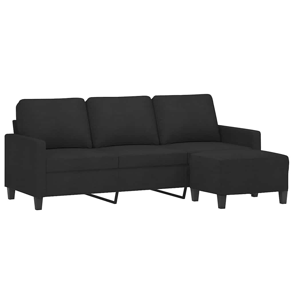 Trosjed s tabureom crni 180 cm od tkanine