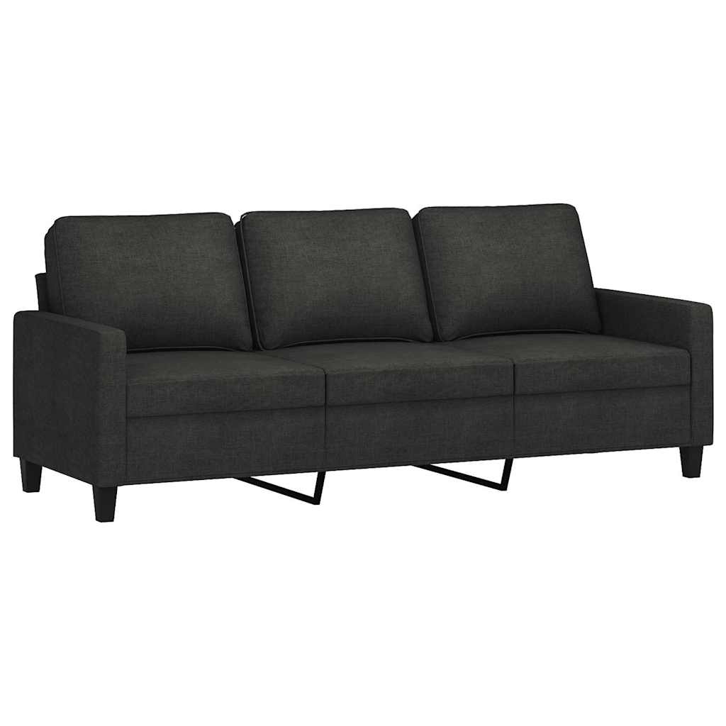 Trosjed s tabureom crni 180 cm od tkanine Crna